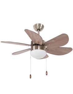 HOMCOM Ceiling Fan with LED Light, 6 Reversible Blades, Walnut Brown B31-478V00WN