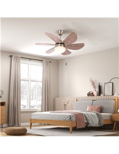 HOMCOM Ceiling Fan with LED Light, 6 Reversible Blades, Walnut Brown B31-478V00WN 2