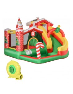 Outsunny 3+ Kids Bouncy Castle 4 in 1 Inflatable Trampoline Slide Water Pool Climbing Wall with Inflator & Carrybag