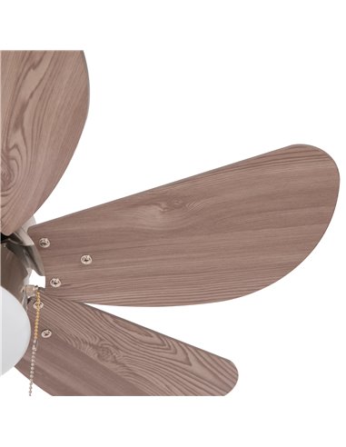 HOMCOM Ceiling Fan with LED Light, Flush Mount Ceiling Fan Lights with 6 Reversible Blades, Pull-chain Switch, Walnut Brown B31-