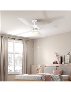 HOMCOM Ceiling Fan with LED Light, Flush Mount Ceiling Fan Lights, White B31-479V00WT 2