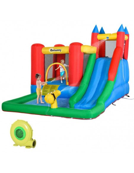 Outsunny 3+ Kids Bouncy Castle 6 in 1 for Climbing, Bouncing and Sliding - pic 6077 | FastDaddyshop