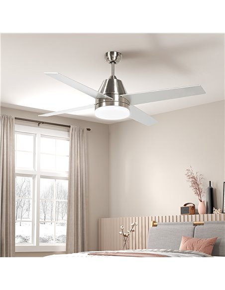 HOMCOM Ceiling Fan with LED Light, Flush Mount Ceiling Fan Lights with Reversible Blades, Remote, Silver and Black B31-480V00SR - pic 60781 | FastDaddyshop