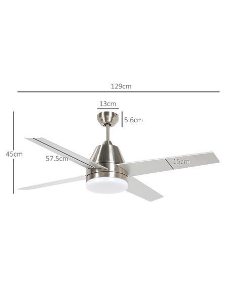 HOMCOM Ceiling Fan with LED Light, Flush Mount Ceiling Fan Lights with Reversible Blades, Remote, Silver and Black B31-480V00SR - pic 60782 | FastDaddyshop