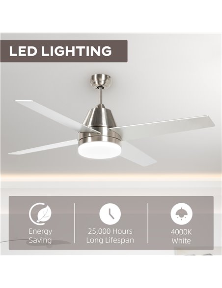 HOMCOM Ceiling Fan with LED Light, Flush Mount Ceiling Fan Lights with Reversible Blades, Remote, Silver and Black B31-480V00SR - pic 60784 | FastDaddyshop