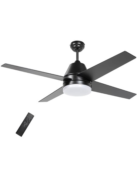 HOMCOM Ceiling Fan with LED Light, Reversible Blades, Black B31-480V00BK - pic 60798 | FastDaddyshop