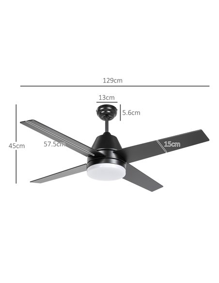 HOMCOM Ceiling Fan with LED Light, Flush Mount Ceiling Fan Lights with Reversible Blades, Remote, Black and Walnut Brown B31-480 - pic 60800 | FastDaddyshop