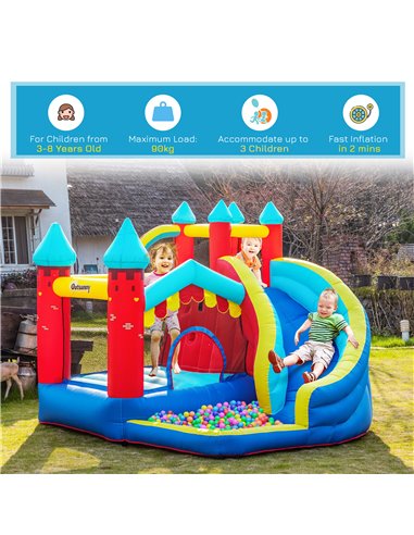 Outsunny 4 in 1 Kids Bounce Castle Large Inflatable House Trampoline Slide Water Pool Climbing Wall for Kids Age 3-8, 2.9 x 2.7 