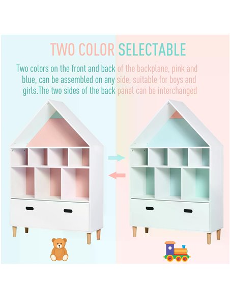 HOMCOM Kids Bookshelf Chest w/ Drawer Cubes Baby Toy Wood Organizer Display Stand Storage Cabinet 82x30x126cm White 311-010 - pic 60811 | FastDaddyshop