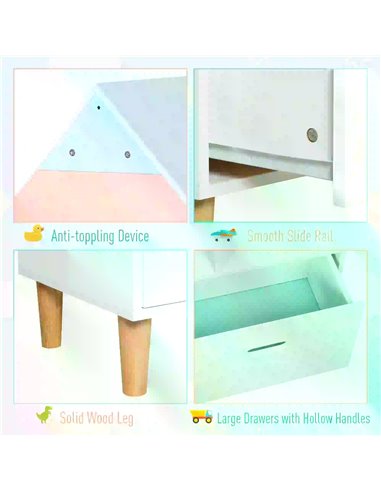 HOMCOM Kids Bookshelf Chest w/ Drawer Cubes Baby Toy Wood Organizer Display Stand Storage Cabinet 82x30x126cm White 311-010