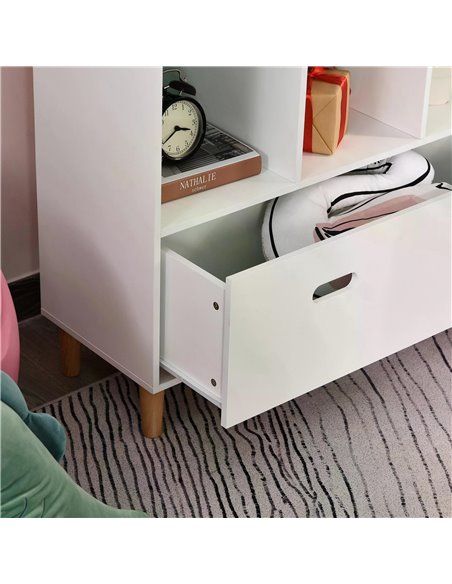 HOMCOM Kids Bookshelf Chest w/ Drawer Cubes Baby Toy Wood Organizer Display Stand Storage Cabinet 82x30x126cm White 311-010 - pic 60815 | FastDaddyshop