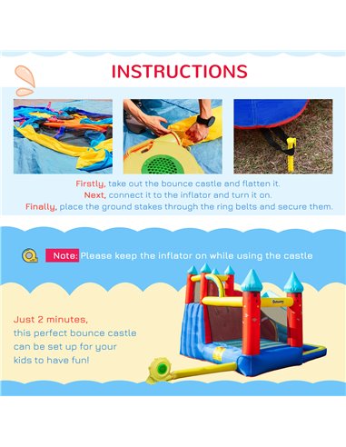 Outsunny 4 in 1 Kids Bounce Castle Large Inflatable House Trampoline Slide Water Pool Climbing Wall for Kids Age 3-8, 2.9 x 2.7 