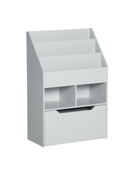 HOMCOM Kids Bookshelf with Storage Drawer, Children's Bookcase with Wheels, Toy Organiser for Bedroom, Playroom, Grey 311-048GY - pic 60825 | FastDaddyshop
