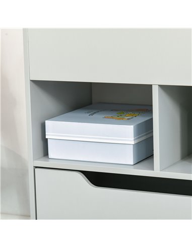 HOMCOM Kids Bookshelf with Storage Drawer, Children's Bookcase with Wheels, Toy Organiser for Bedroom, Playroom, Grey 311-048GY