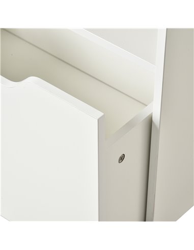HOMCOM Kids Bookshelf, Toy Organiser, with Storage Drawer, Wheels, White 311-048WT