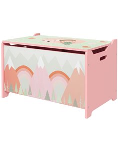 ZONEKIZ Toy Chest, Kids Storage Box with Safety Hinge, Cute Animal Theme, Durable and Spacious, Pink 311-058V80PK