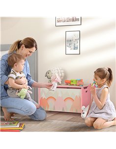 ZONEKIZ Toy Chest, Kids Storage Box with Safety Hinge, Cute Animal Theme, Durable and Spacious, Pink 311-058V80PK 2
