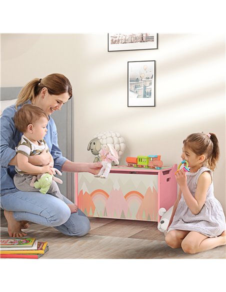 ZONEKIZ Toy Chest, Kids Storage Box with Safety Hinge, Cute Animal Theme, Durable and Spacious, Pink 311-058V80PK - pic 60862 | FastDaddyshop
