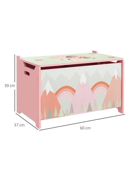 ZONEKIZ Toy Chest, Kids Storage Box with Safety Hinge, Cute Animal Theme, Durable and Spacious, Pink 311-058V80PK - pic 60863 | FastDaddyshop