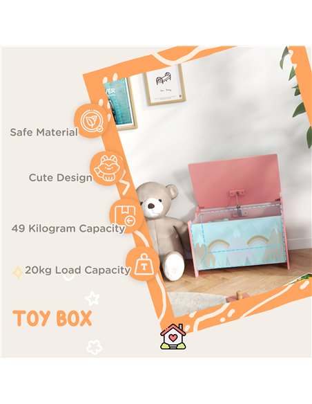 ZONEKIZ Toy Chest, Kids Storage Box with Safety Hinge, Cute Animal Theme, Durable and Spacious, Pink 311-058V80PK - pic 60864 | FastDaddyshop