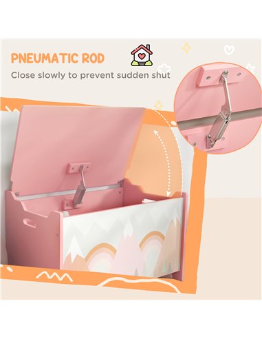 ZONEKIZ Toy Chest, Kids Storage Box with Safety Hinge, Cute Animal Theme, Durable and Spacious, Pink 311-058V80PK