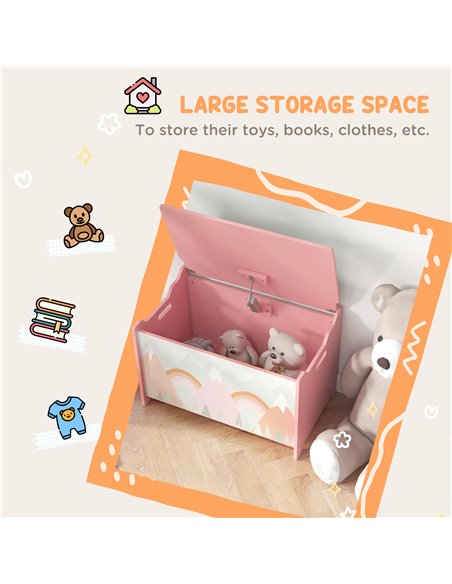 ZONEKIZ Toy Chest, Kids Storage Box with Safety Hinge, Cute Animal Theme, Durable and Spacious, Pink 311-058V80PK - pic 60866 | FastDaddyshop