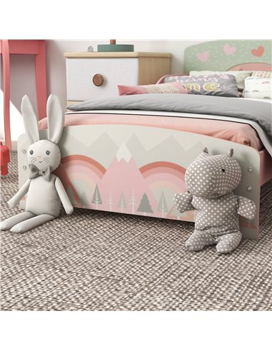ZONEKIZ Toddler Bed Frame, Kids Storage Shelf Unit with 6 Fabric Bins for Ages 3-6 Years, Pink 313-P011