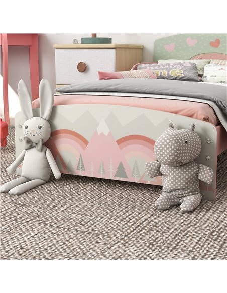 ZONEKIZ Toddler Bed Frame, Kids Storage Shelf Unit with 6 Fabric Bins for Ages 3-6 Years, Pink 313-P011 - pic 60877 | FastDaddyshop