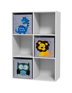 ZONEKIZ Kids Toy Storage Box, with Three Non-Woven Fabric Drawers, Sturdy, 61.8 x 29.9 x 91.5 cm, White 311-064V80WT