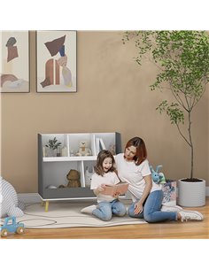 HOMCOM Kids Storage Shelf with 5 Compartments, Grey 311-068V80GY 2