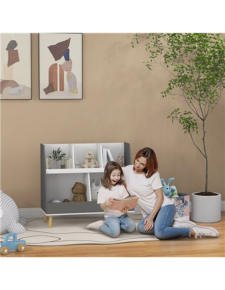 HOMCOM Kids Storage Shelf with 5 Compartments, Grey 311-068V80GY - pic 60889 | FastDaddyshop