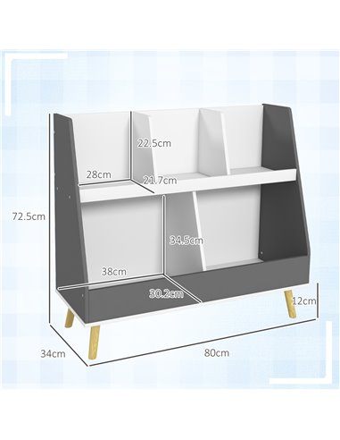 HOMCOM Kids Storage Shelf with 5 Compartments, Grey 311-068V80GY
