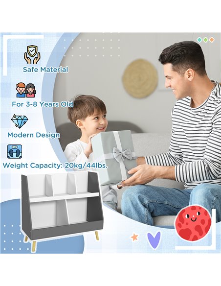 HOMCOM Kids Storage Shelf with 5 Compartments, Grey 311-068V80GY - pic 60894 | FastDaddyshop