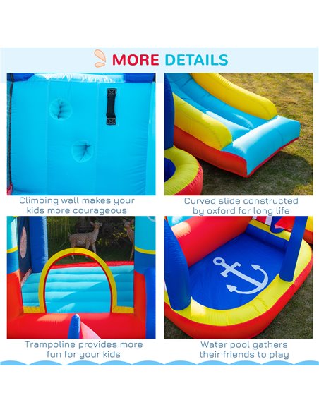 Outsunny 4 in 1 Kids Bounce Castle Large Sailboat Style Inflatable House Slide Trampoline Water Pool Climbing Wall for Kids Age  - pic 6090 | FastDaddyshop