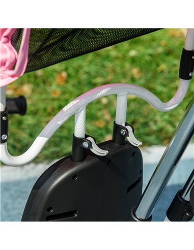 HOMCOM 4 in 1 Kids Trike Push Bike w/ Push Handle, Canopy, 5-point Safety Belt, Storage, Footrest, Brake, for 1-5 Years, Pink 37
