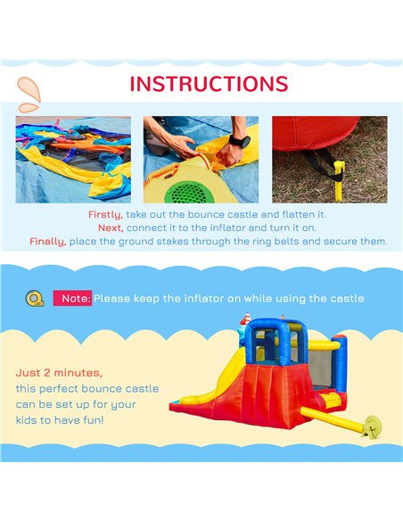 Outsunny 4 in 1 Kids Bounce Castle Large Sailboat Style Inflatable House Slide Trampoline Water Pool Climbing Wall for Kids Age  - pic 6091 | FastDaddyshop