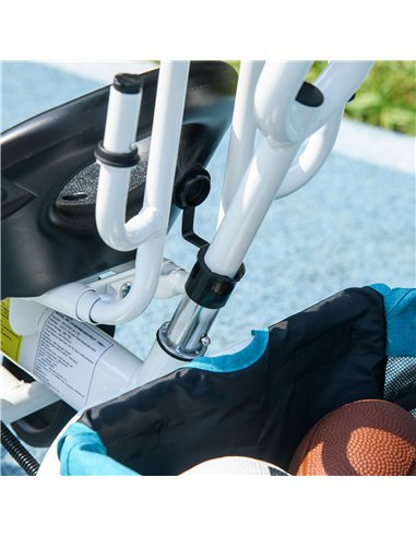 HOMCOM 4 in 1 Kids Trike Push Bike w/ Push Handle, Canopy, 5-point Safety Belt, Storage, Footrest, Brake, for 1-5 Years, Blue 37