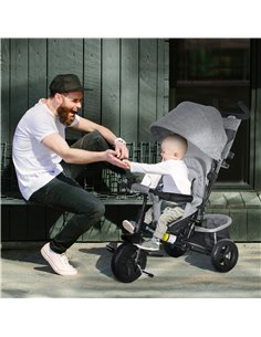 HOMCOM 4 in 1 Kids Trike Push Bike, for 1-5 Years, Grey 370-027V00GY 2