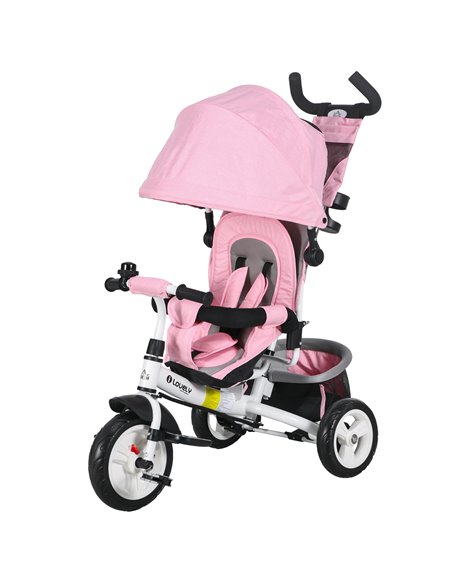 HOMCOM 4 in 1 Kids Trike Push Bike with Push Handle, Pink 370-027V00PK - pic 60951 | FastDaddyshop