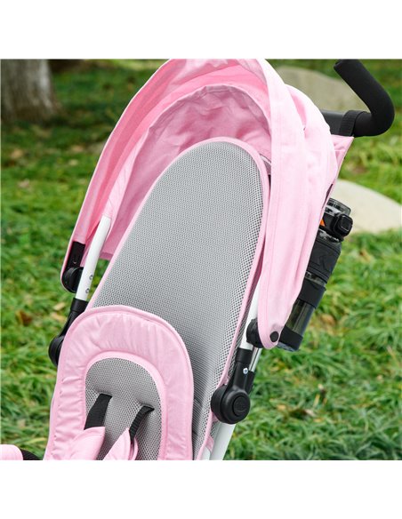 HOMCOM 4 in 1 Kids Trike Push Bike w/ Push Handle, Canopy, 5-point Safety Belt, Storage, Footrest, Brake, for 1-5 Years, Pink 37 - pic 60959 | FastDaddyshop