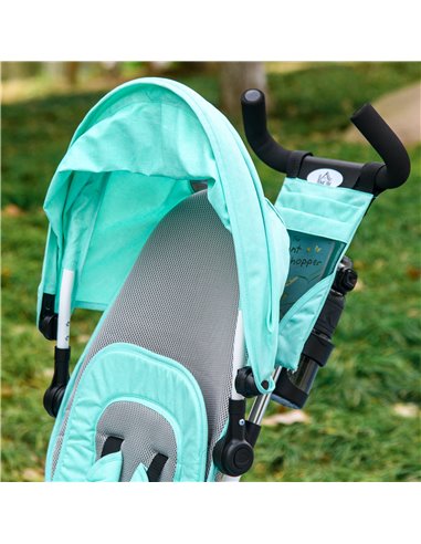 HOMCOM 4 in 1 Kids Trike Push Bike w/ Push Handle, Canopy, 5-point Safety Belt, Storage, Footrest, Brake, for 1-5 Years, Green 3