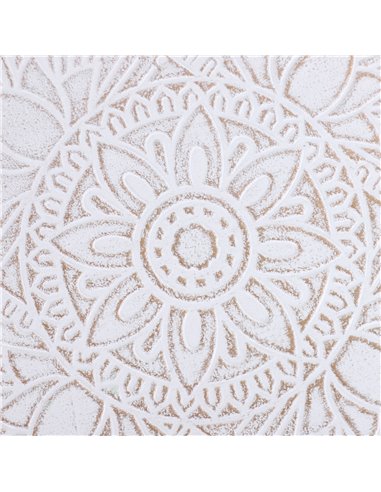 HOMCOM Elegant Flower Etched Side Table with Saucer Top, Wood Legs, for Living Room Bedroom, Coffee End Table, White 833-730