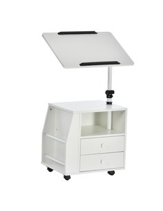 HOMCOM Swivel Bedside Table, Multi-Functional End Table, White 833-776