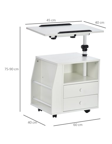 HOMCOM Swivel Bedside Table, Multi-Functional End Table for Living Room, Nightstand for Bedroom 833-776
