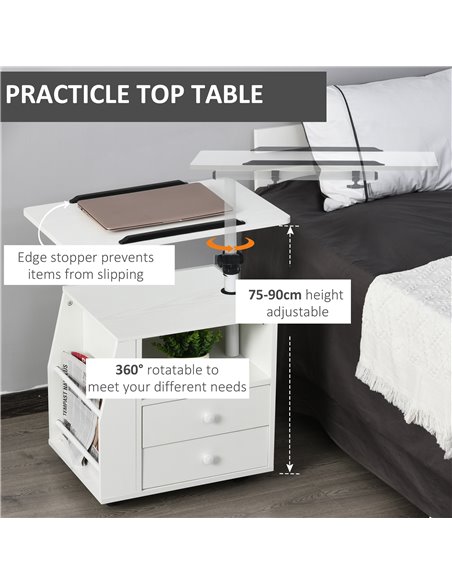 HOMCOM Swivel Bedside Table, Multi-Functional End Table for Living Room, Nightstand for Bedroom 833-776 - pic 60999 | FastDaddyshop