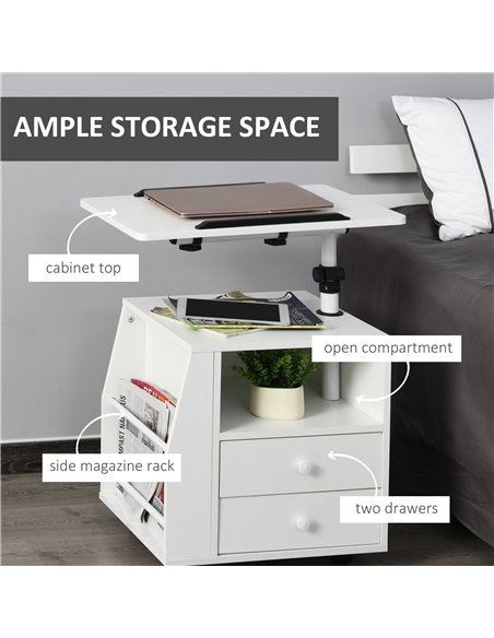 HOMCOM Swivel Bedside Table, Multi-Functional End Table for Living Room, Nightstand for Bedroom 833-776 - pic 61000 | FastDaddyshop