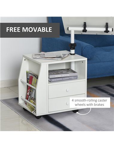 HOMCOM Swivel Bedside Table, Multi-Functional End Table for Living Room, Nightstand for Bedroom 833-776