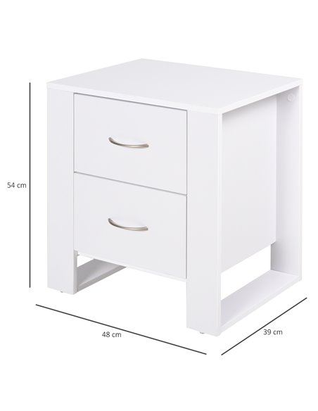 HOMCOM Bedside Table with 2 Drawers, Modern Boxy Design, Elevated Base, Melamine Finish, Bedroom Storage, White 831-293WT - pic 61007 | FastDaddyshop