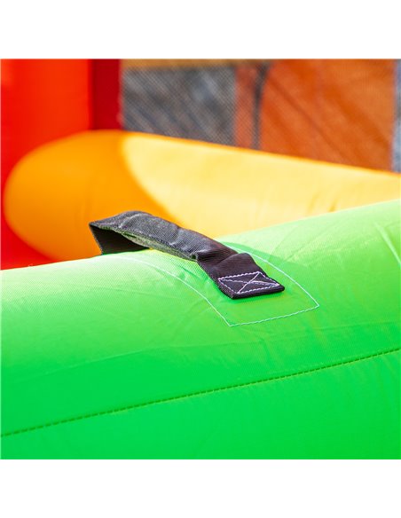 Outsunny 4 in 1 Kids Bounce Castle Extra Large Double Slides & Trampoline Design Inflatable House Pool Climbing Wall for Kids Ag - pic 6101 | FastDaddyshop