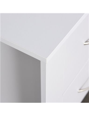 HOMCOM Bedside Table with 2 Drawers, Modern Boxy Design, Elevated Base, Melamine Finish, Bedroom Storage, White 831-293WT